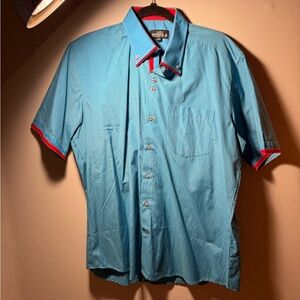 Speed A Double Collar Blue and Red Button Up Men’s Shirt